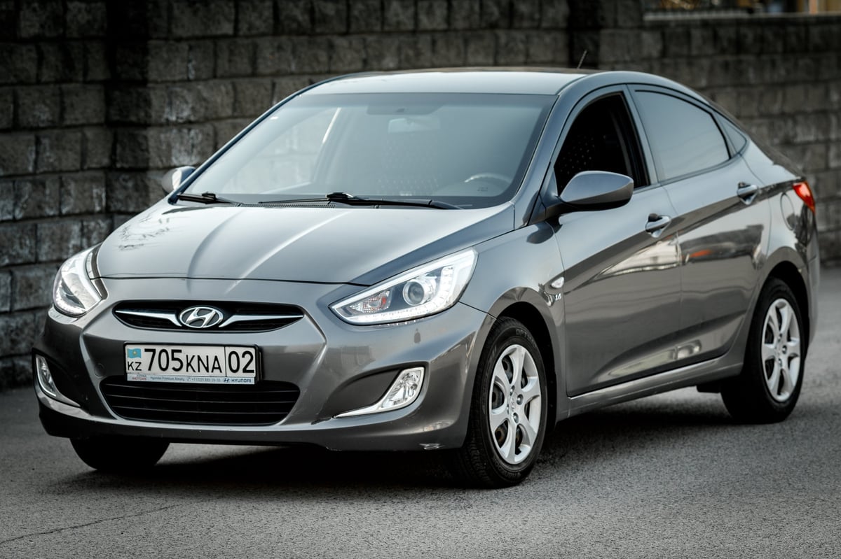 Budget Korean compact sedan in gray color